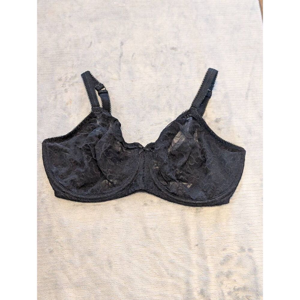 Wacoal Beyond Basic 855136 Underwire Bra 36G BLACK Sheer Lace Unpadded